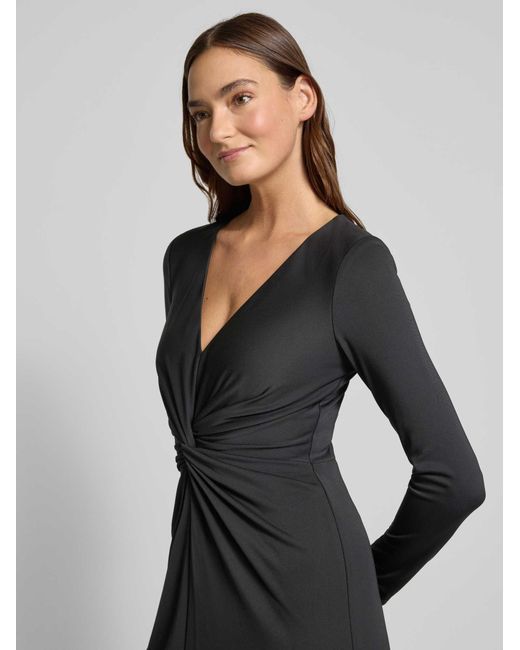 Ralph Lauren Avondjurk Met V-Hals En Knoopdetail, Model 'Nadira' in het Black