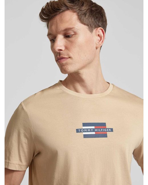 Tommy Hilfiger Regular Fit T-Shirt Van Puur Katoen in het Natural voor heren