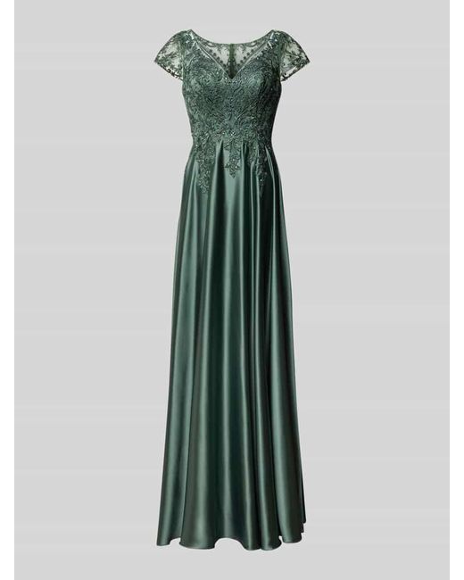 Luxuar Green Tailliertes Abendkleid Mit Spitzen- Und Ziersteinbesatz