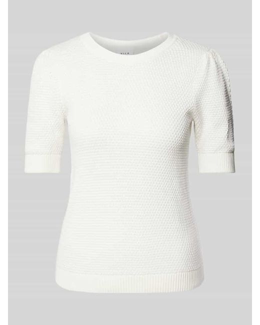 Vila White Strickpullover mit gerippten Abschlüssen Modell 'DALO'