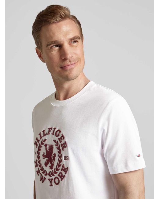 Tommy Hilfiger T-shirt Met Labelstitching in het White voor heren