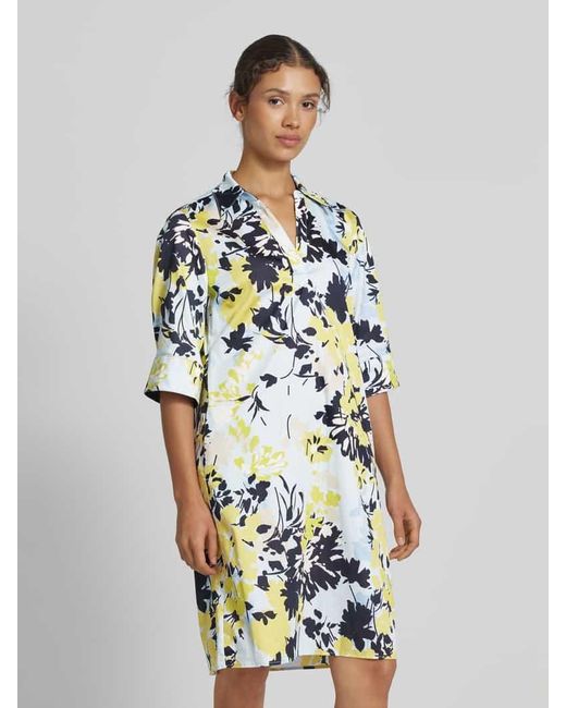 Comma, Multicolor Knielanges Kleid mit Tunikakragen