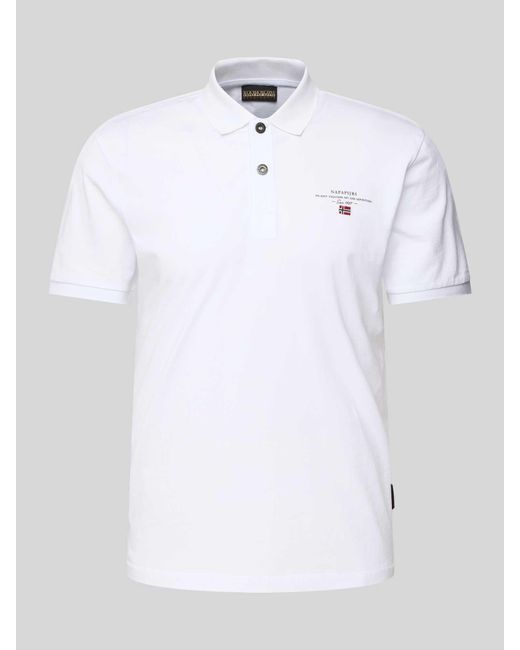 Napapijri Regular Fit Poloshirt Met Labelstitching in het White voor heren