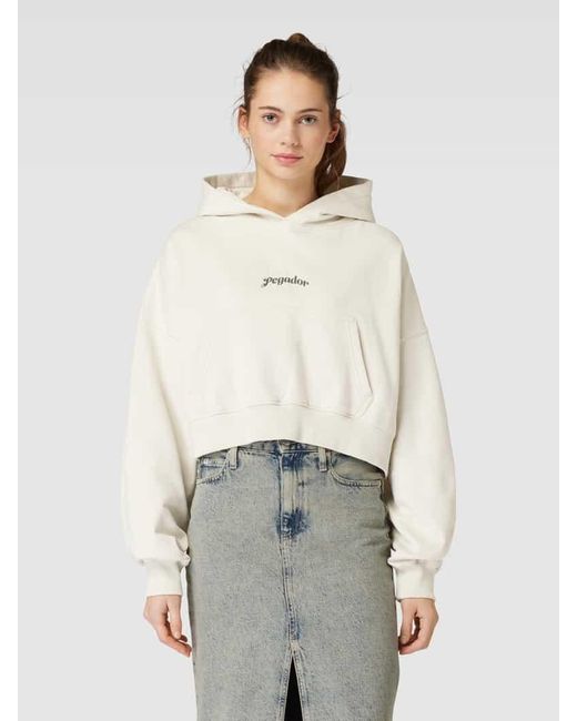 PEGADOR Natural Oversized Cropped Hoodie mit Label-Print Modell 'ODDA'