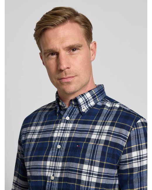 Tommy Hilfiger Regular Fit Flanellen Overhemd Van Puur Katoen in het Blue voor heren