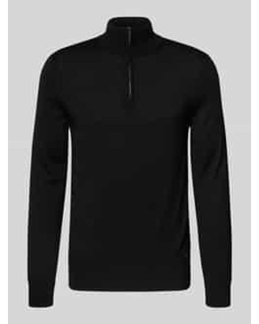 Joop! Gebreide Pullover Van Scheerwol Met Opstaande Kraag, Model 'Dario' in het Black voor heren