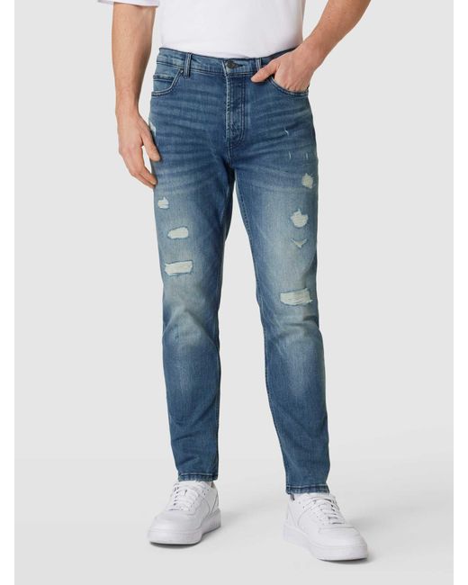 HUGO Slim Fit Jeans im Destroyed-Look in Blue für Herren