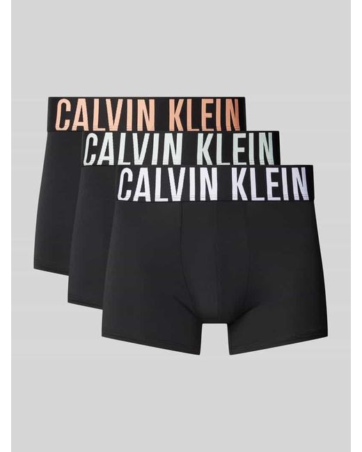 Calvin Klein Trunks mit elastischem Label-Bund im 3er-Pack in Black für Herren