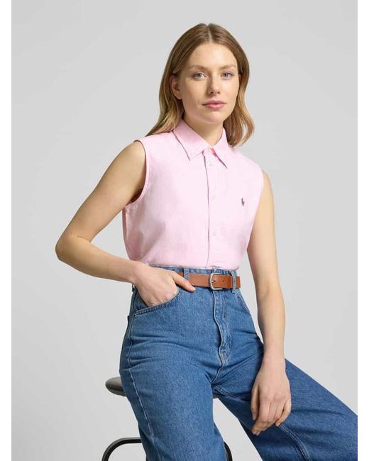 Polo Ralph Lauren Pink Regular Fit Hemdbluse im ärmellosen Design