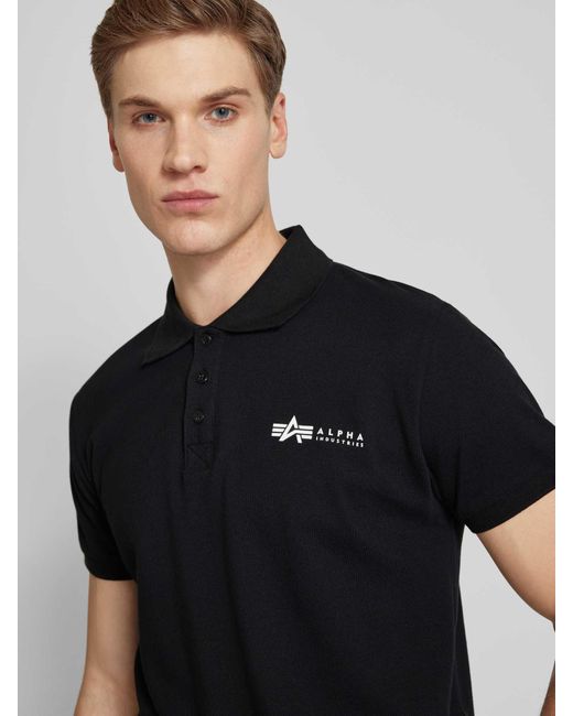 Alpha Industries Regular Fit Poloshirt Met Labelprint in het Black voor heren