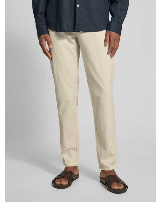 Lindbergh Tapered Fit Leinenhose mit elastischem Bund in Natural für Herren