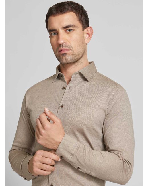 DESOTO Slim Fit Zakelijk Overhemd Met Kentkraag in het Natural voor heren