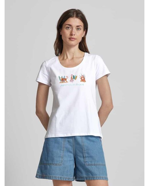 MORE&MORE White T-Shirt mit Label-Print