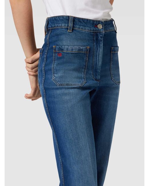 Victoria Beckham Blue Flared Jeans mit Label-Stitching