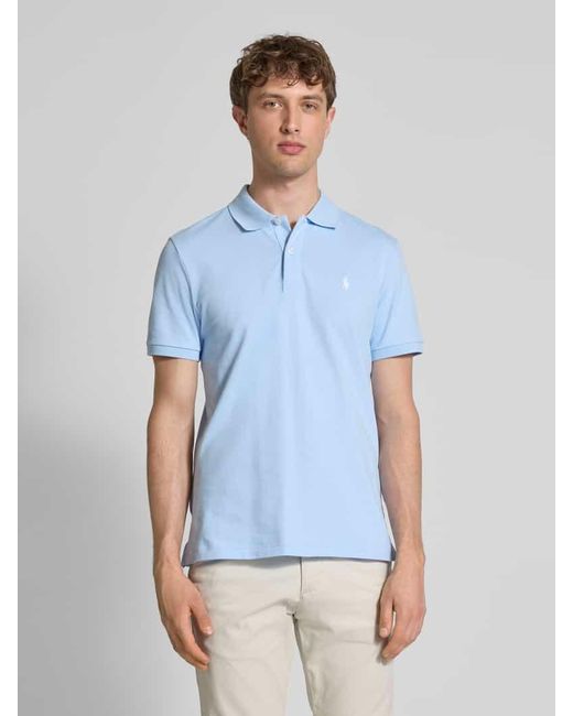 Polo Ralph Lauren Tailored Fit Poloshirt mit Logo-Stitching in Blue für Herren