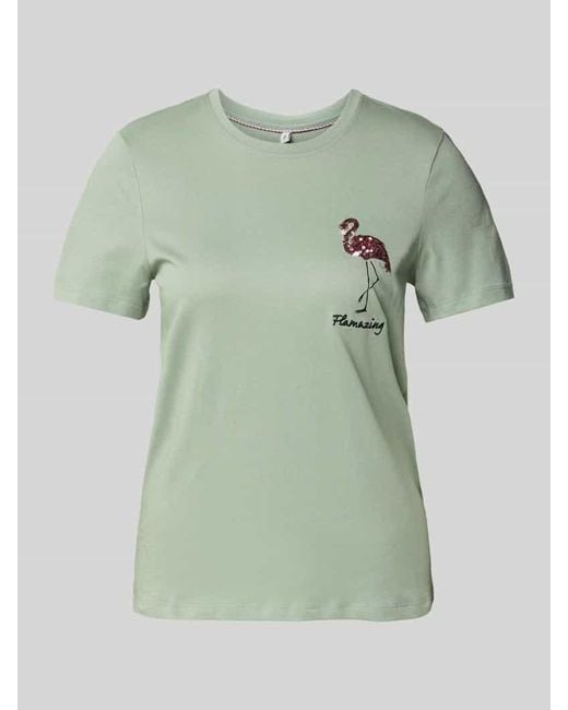 ONLY Green Regular Fit T-Shirt mit Paillettenbesatz Modell 'KITA'