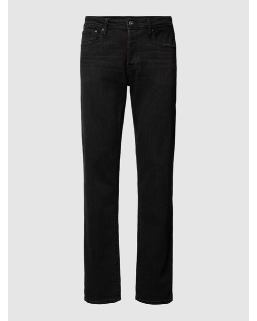 Jack & Jones Comfort Fit Jeans in unifarbenem Design Modell 'MIKE' in Black für Herren