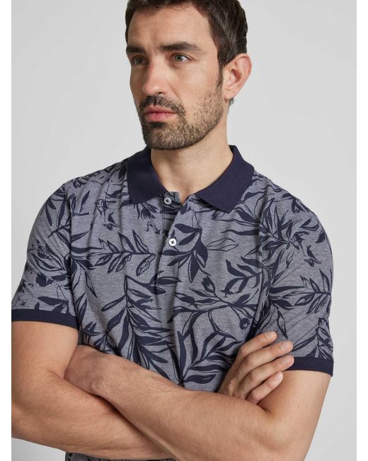 Fynch-Hatton Slim Fit Poloshirt Met Logostitching in het Blue voor heren