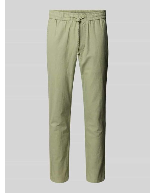 Only & Sons Cropped Stoffhose aus Leinen-Mix Modell 'LINUS' in Green für Herren