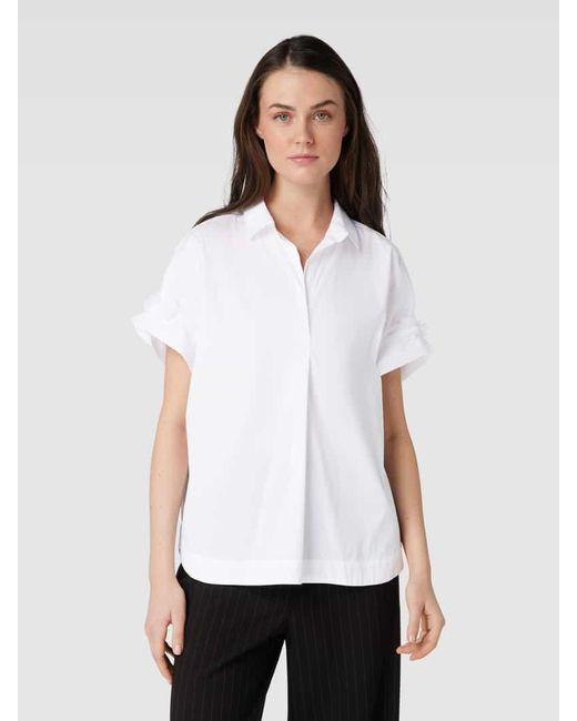 0039 Italy White Blusenshirt mit Umlegekragen