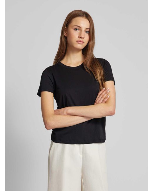 Stefanel Black T-Shirt im unifarbenen Design