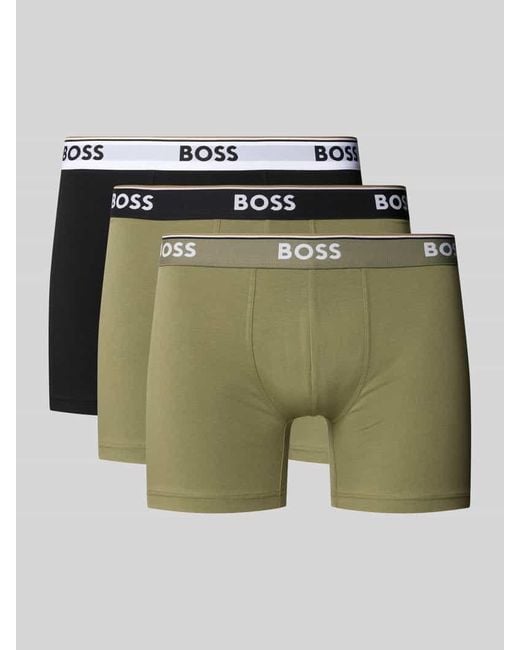 Boss Regular Fit Trunks aus Baumwoll-Mix im 3er-Pack in Green für Herren
