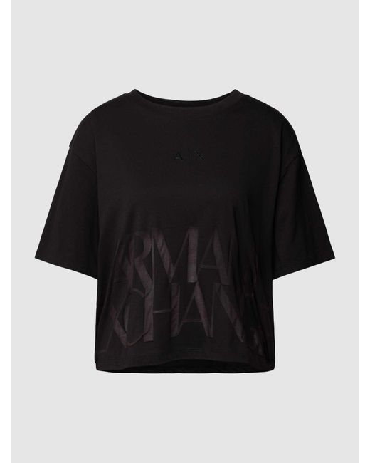 Armani Exchange Black T-Shirt mit Label-Print