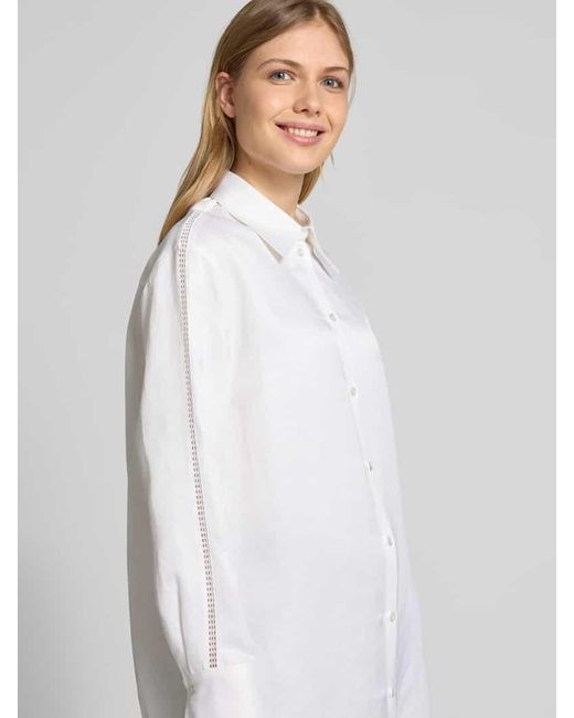 Boss White Slim Fit Hemdbluse aus Viskose-Leinen-Mix Modell 'Belini'