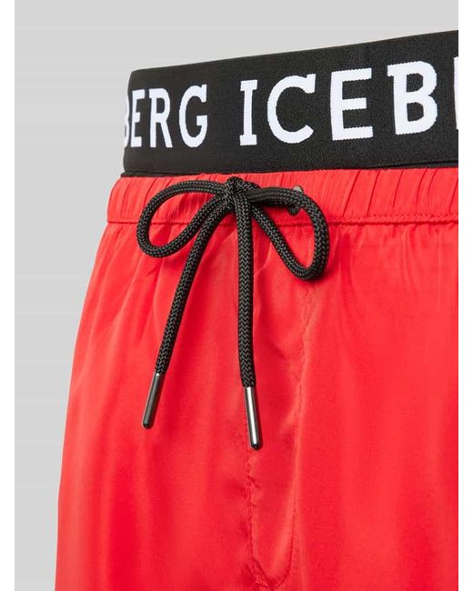 Iceberg Badehose Mit Seitlichen Reißverschlusstaschen in Red für Herren