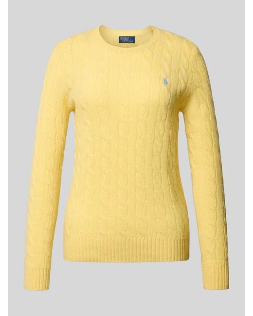 Polo Ralph Lauren Gebreide Pullover Van Een Mix Van Wol En Kasjmier, Model 'Julianna' in het Yellow