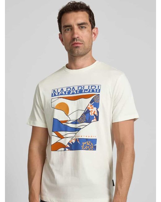 Napapijri T-Shirt mit Label-Motiv-Print Modell 'VALDOR' in White für Herren
