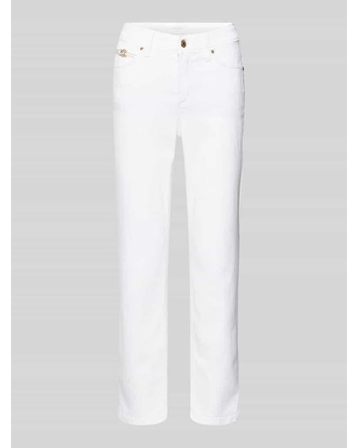 Cambio White Slim Fit Jeans mit Label-Applikation Modell 'PIPER'