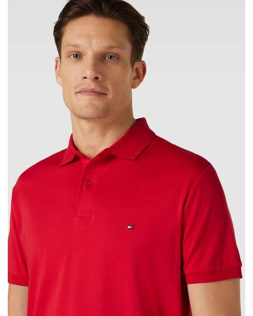 Tommy Hilfiger Regular Fit Poloshirt mit Label-Stitching in Red für Herren