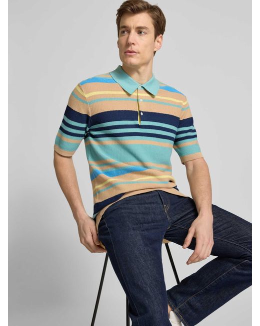 Scotch & Soda Regular Fit Poloshirt Met Structuurmotief in het Blue voor heren