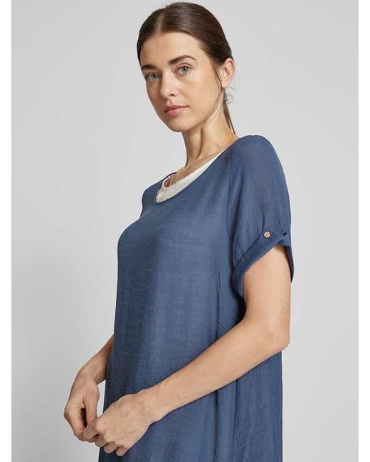 Apricot Blue Knielanges Kleid aus Viskose-Mix