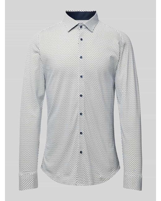 DESOTO Slim Fit Business-Hemd mit Allover-Muster in Gray für Herren