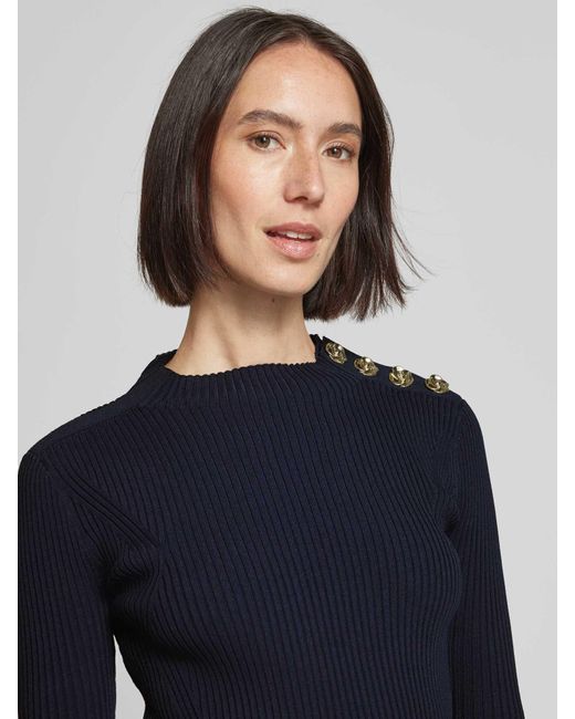 Ted Baker Gebreid Shirt Met Sierknopen En 1/2-mouwen in het Blue