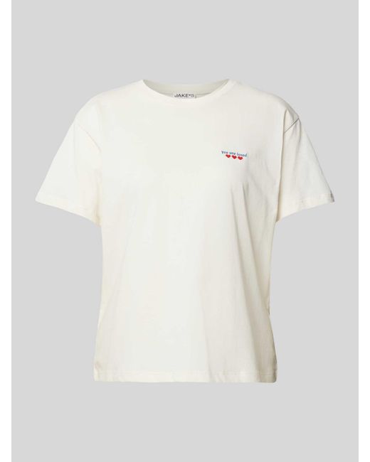 Jake*s White T-Shirt mit Statement-Stitching