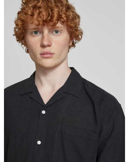 Only & Sons Relaxed Fit Freizeithemd mit 1/2-Arm Modell 'CAIDEN' in Black für Herren