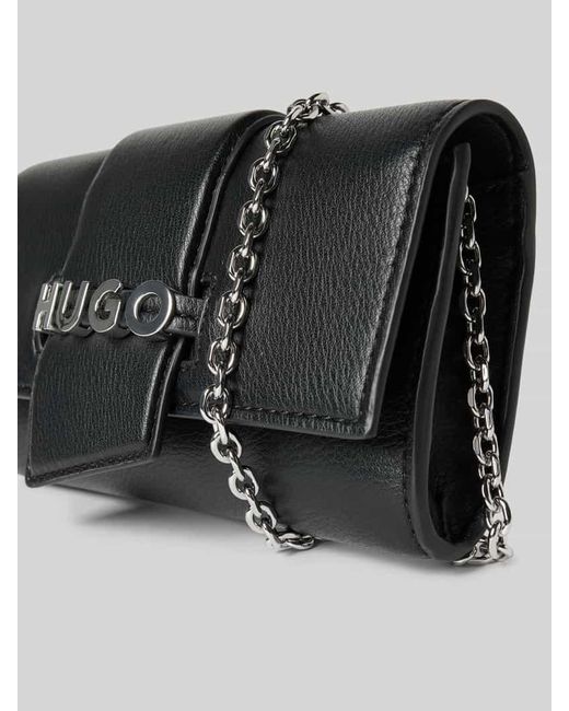 HUGO Gray Clutch mit Label-Applikation aus Metall Modell 'MEL 2.0'