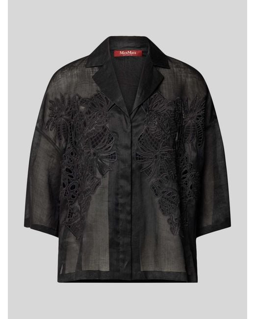 Max Mara Regular Fit Overhemdblouse Met Broderie Anglaise in het Black