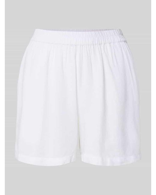 Pieces White Regular Fit Shorts aus Viskose-Leinen-Mix Modell 'PIA'