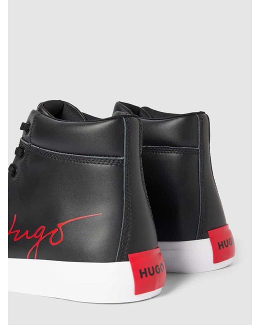 HUGO High Top Sneaker mit Kontrastbesatz Modell 'Dyer' in black für Herren