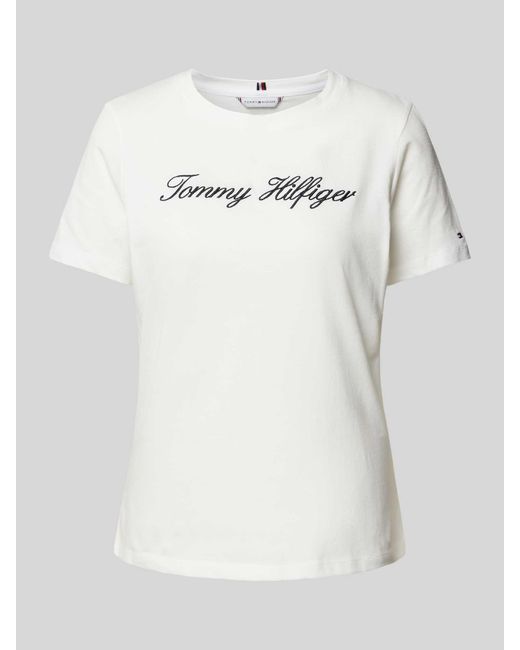 Tommy Hilfiger T-shirt Met Labelstitching in het Gray