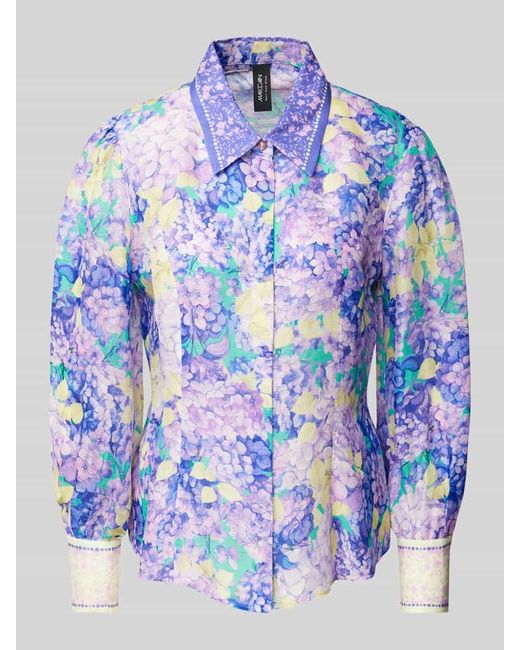 Marc Cain Blue Relaxed Fit Leinenbluse aus Leinen-Seiden-Mix