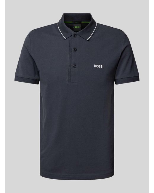 Boss Regular Fit Poloshirt mit Label-Stitching Modell 'Paule' in Blue für Herren
