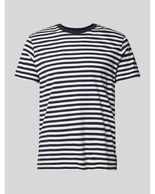 Marc O' Polo Regular Fit T-shirt Van Puur Katoen Met Streeppatroon in het Blue voor heren