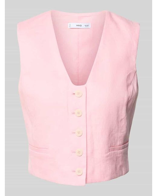 Mango Pink Weste aus Leinen mit Knopfleiste Modell 'BORELI'