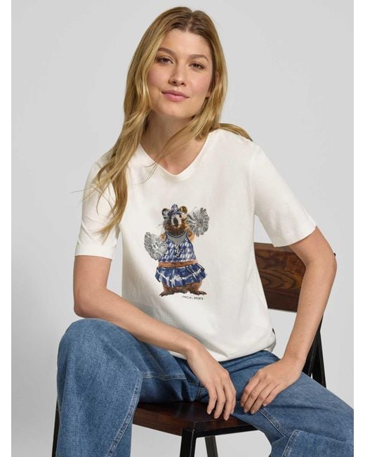 Marc Cain T-Shirt Met Motiefprint En Ronde Hals in het White