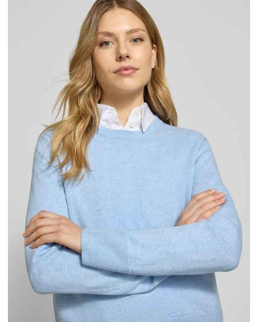 Tom Tailor Blue Regular Fit Strickpullover aus Baumwoll-Kaschmir-Mix